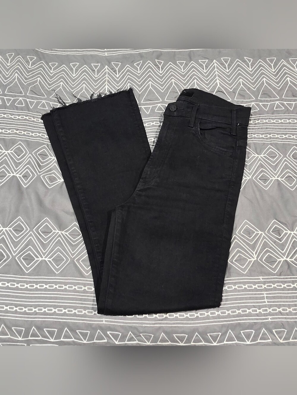 MOTHER Hustler Ankle Fray High Waisted Flare Jeans In Not Guilty Size 25